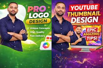 create modern logo and clickable youtube thumbnails