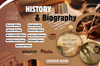 ghostwrite history, biography, sociology, memoirs, documentaries, kindle book