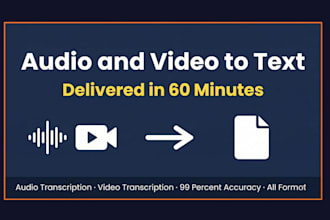 transcribe audio or video to text accurately within 1 hour