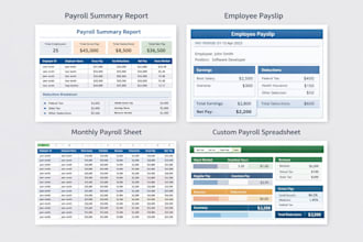 do payroll processing, pay slips and payroll reports