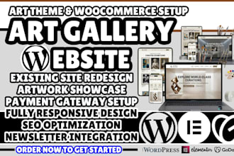 art gallery website, art gallery website redesign, woocommerce art store