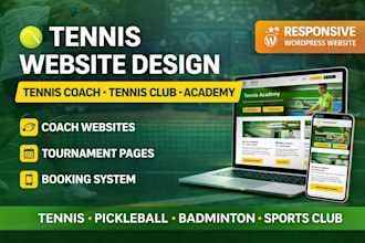 build tennis website pickleball coach sport academy badminton tournament website