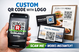 create qr code with logo for restaurant menu business card or website