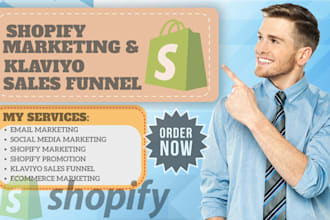 shopify marketing, dropshipping, klaviyo sales funnel, promotion