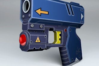create detailed 3d sci fi gun models for games and renders