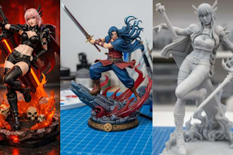 3d print and paint custom anime figure, bust statue miniature stl, action figure