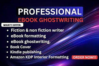 ghostwrite your fiction, non fiction book and ebook kdp cover writing