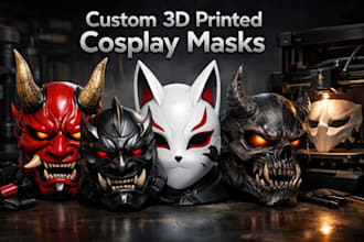 do 3d mask cosplay 3d printing oni mask, halloween mask helmet print and paint