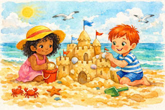 do whimsical watercolor children book illustration, whimsical watercolor book