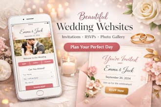 create event, weeding, birthday website with booking and invitation integration