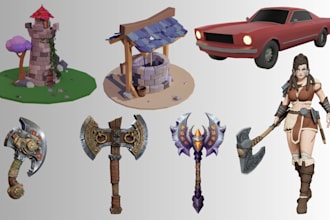 create stylized low poly 3d game assets props for unity unreal engine in blender