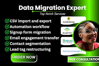 migrate data klaviyo mailchimp brevo activecampaign CRM mailerlite convertkit