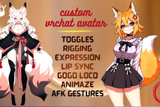 custom 3d furry vrchat avatar, nsfw vtuber model, anime fursona, vrc character