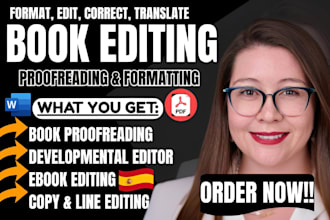 spanish book proofreading, spanish book editing, line, and developmental editing