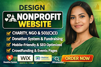 design nonprofit website, ngo, wix 501c3, charity church donation website