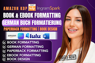 do german ebook formatting for amazon KDP, paperback formatting, book design