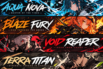 design custom anime gaming banner for youtube or twitch