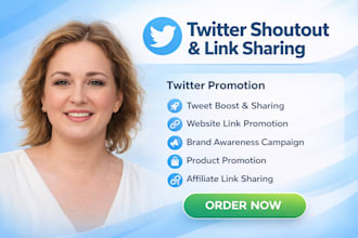 do twitter shoutout, promote tweet share website link to 100m USA UK ca audience