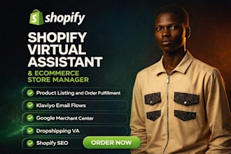 shopify virtual assistant product listing order fulfillment ecommerce klaviyo VA