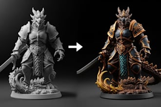 3d print and hand paint custom miniature anime figure tabletop model dnd