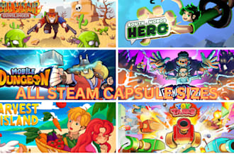 design steam capsule steam punk game poster game banner steam deck for game art