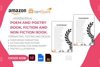 design, format poetry book, chap book, manuscript formatting, fiction, poem book