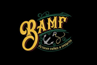 design gun store scroll work gold dapper tattoo logo