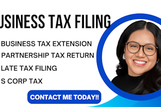 prepare and file irs form1065 form 1120s schedule k1 business tax extension 7004