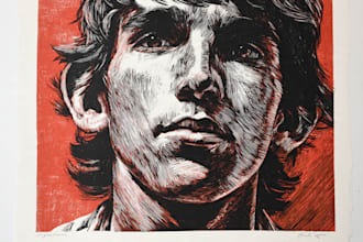 create a portrait print linocut