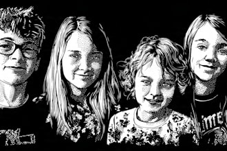 make custom portrait in linocut style