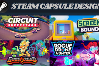 design steam capsule game banner steam punk game poster steam deck for game art