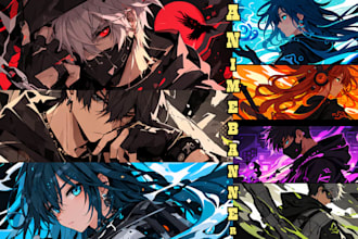 create anime gaming banner, overlay, poster,  header for your social channel
