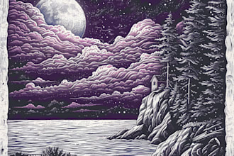 draw high quality linocut illustration for shirt design