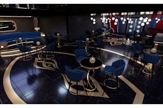 3d interior for nightclub, lounge, bar, restaurant, poolside with 3d rendering