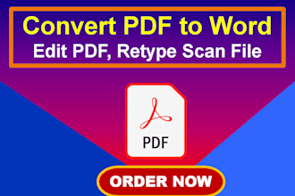 convert PDF to word file, ms word typing, retype scan pages