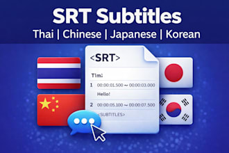 translate and create srt subtitles for your video in thai chinese japanes korean