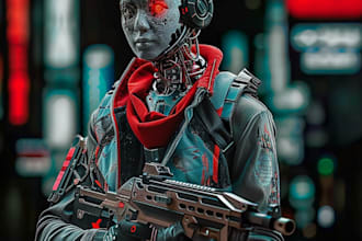 transform your photo into cyberpunk realistic robot cyborg