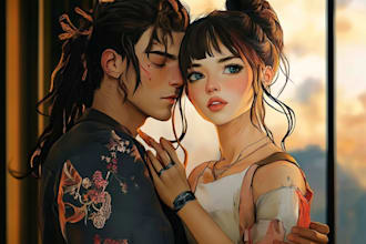 design a cute couple portrait professional couple designer