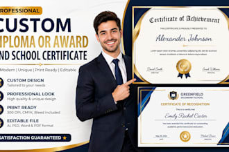 design custom diploma award computer school certificate gift card create voucher