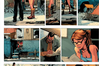 design a storytelling comic strip illustration