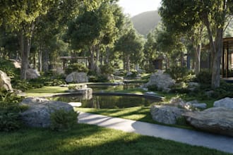 do landscape design realistic render in lumion