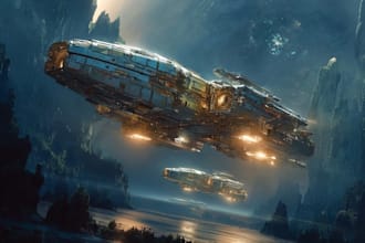 illustrate a spaceships and sci fi vehicles