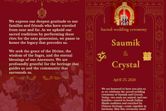 design elegant indian wedding invitation or ceremony program