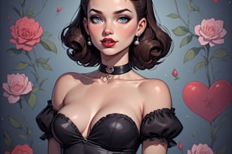 do sexy girl pin up semirealistic comic caricature