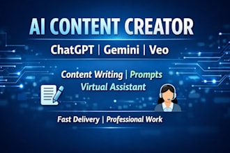 provide ai content creation, chatgpt prompts, and virtual assistant servi