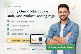 create shopify one product store  duda one product landing page ecommerce store
