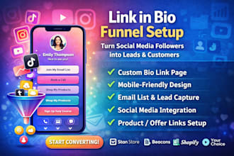 create a high converting link in bio landing page or linktree funnel