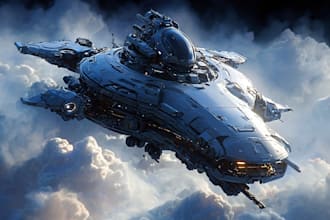 illustrate a spaceships and sci fi vehicles