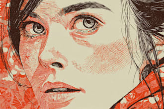 create linocut portrait illustration