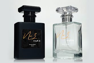do perfume packaging, perfume labels, 3d bottles, and logo